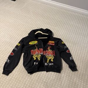 PacSun Black Performance Jacket with Red and Yellow Accents